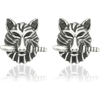 Sam's Artisans náušnice vlk s mečom chirurgická oceľ INM055