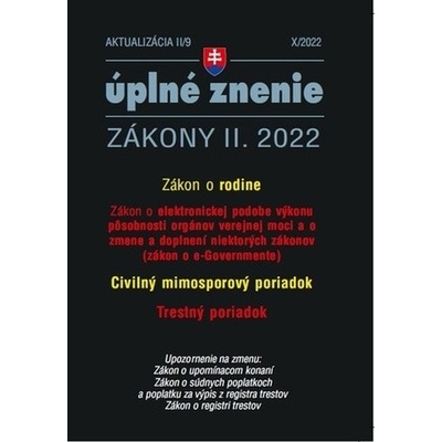 Aktualizácia II/9 / 2022 - e-Government a Civulný mimosporový poriadok