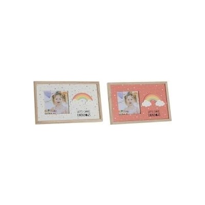 DKD Home Decor Рамка за снимки DKD Home Decor Дъга Розов Бял Детски Дървен MDF (25 x 1 x 16 cm) (2 броя)