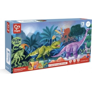 Hape Панорамен пъзел Hape - Динозаври, Светещ в тъмното, 200 части (H1632)