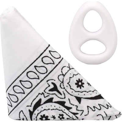 Doc Johnson ROCK SOLID The CODE Silicone Cockring with Bandana White - erekční kroužek se šátkem