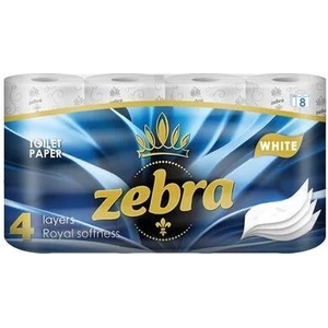 ZEBRA тоалетна хартия 4 пластова бяла 8бр (zp01102)