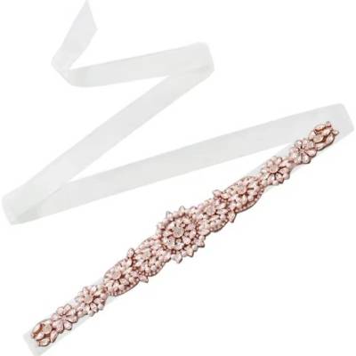 Naishide Jewelry Svatební opasek s perličkami a krystaly růžovo zlatá