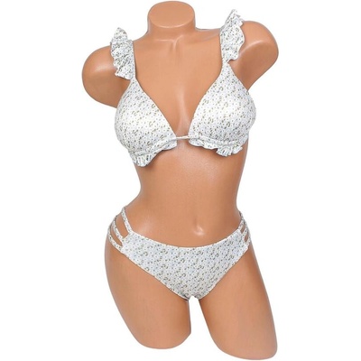 Дамски бански в синьо с малки бели цветя