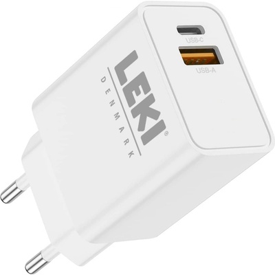 LEKI Зарядно 220V Leki bycph Pro, 20W 1xUSB, 1xUSB-C, Бял (90060)