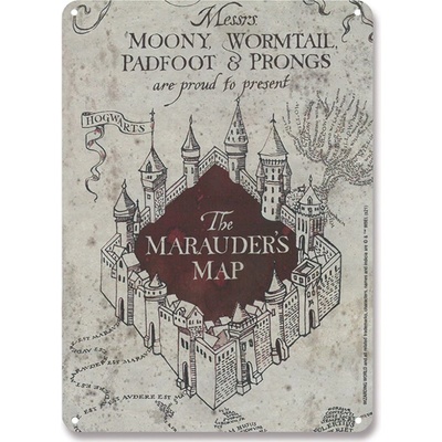 CurePink: | Dekorační cedule na zeď Harry Potter: Marauders Map Hogwarts Castle (15 x 21 cm) [694-1779]