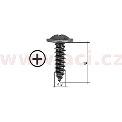 ACI Samořezný křížový vrut černý pozink Fe (sada 20 ks) (4,8 mm, 19 mm)