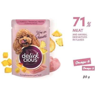 Delickious Vločky s krůtím a tropickým ovocem ve smetanové omáčce 80 g
