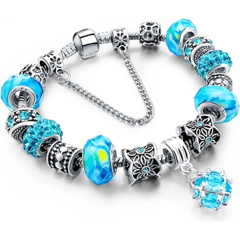 Image 1 of Посребрена дамска гривна със сини кристали