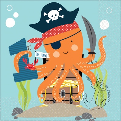 Amscan ubrousky 1.narozeniny Pirátská párty-Ahoy 33x33cm 16ks