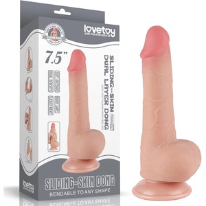 Lovetoy 7, 5'' Двойен слой реалистично дилдо с плъзгаща се кожа във формата на пенис Flesh II