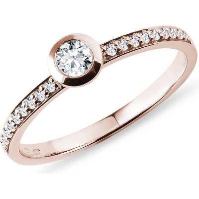 Klenota Bezel zásnubní prsten s diamanty v růžovém zlatě k0774024