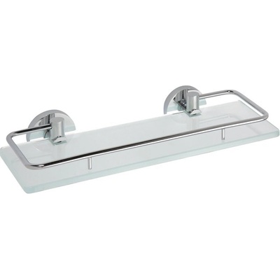 X-ROUND E skleněná polička s výklopnou hrazdou 300x130mm, mléčné sklo, chrom