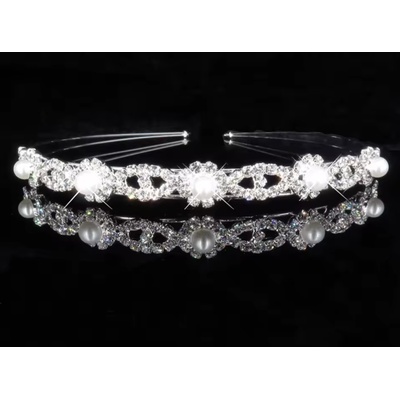Naishide Jewelry Čelenka do vlasů s krystaly a bílými perlami