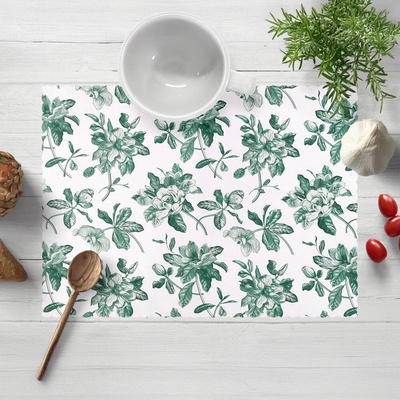 Biante Teflónové prestieranie TF-091 Zelené kvety na bielom 30x40 cm