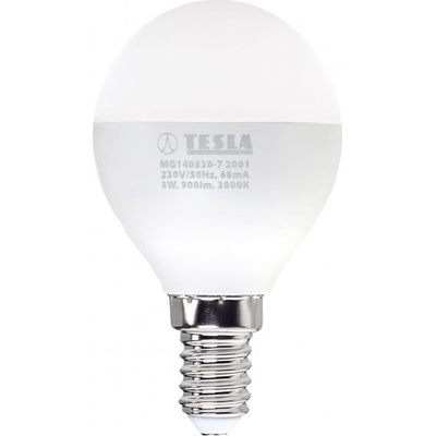 Tesla LED žárovka miniglobe BULB E14/8W/230V/900lm/25 000h/3000K teplá bílá/220st