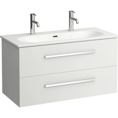 Laufen Avin - set - biela lesklá skrinka 100 + Lua dvojumývadlo 100 cm pre 2 batérie