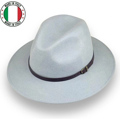 Krumlovanka Vlněný klobouk fedora střední krempa s koženou stuhou P-02 hnědý