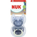 Nuk Силиконови залъгалки NUK First Choice - Day & Night, 18м+, за момче, сини, 2 броя (10177263) - baby