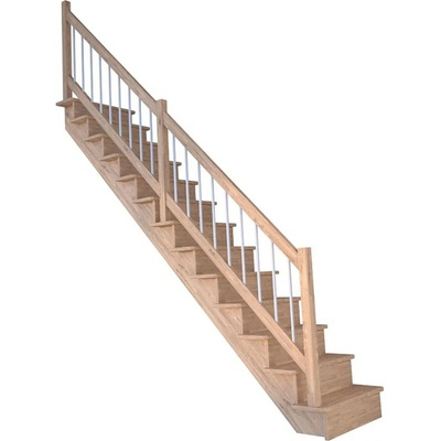 StarWood Schody Lindos dubové rovné 80cm uzavřené dřev. nerez.bílé zábradlí