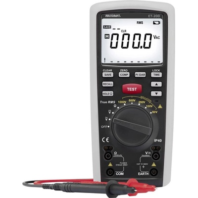 VOLTCRAFT et-200, тестер за изолация 50 v, 100 v, 250 v, 500 v, 1000 v (1301293 - 62)