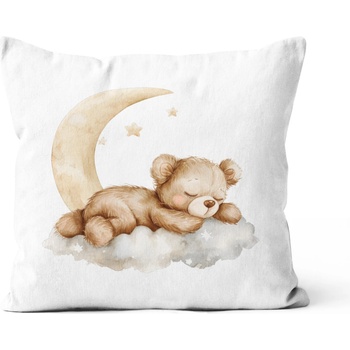 Takoy bavlna premium satén macko na obláčiku-HT-00074 45 x 45 cm