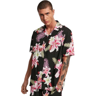 Urban Classics Риза с къс ръкав Urban classics Viscose Aop Resort Short Sleeve Shirt - Black