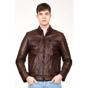 Jacket Club Мъжко яке от естествена кожа e-1084 - Кафяво #318245 (318245_Кафяво)