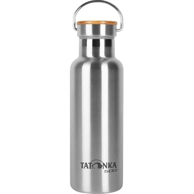 Tatonka Hot + Cold Stuff Bamboo Lid Nerezová termolahev 500 ml stříbrná