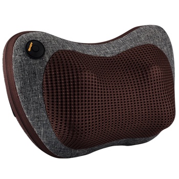 Medivon Масажираща възглавница Medivon Travel Massage Pillow, Shiatsu, 2 скорости, 8 глави, Затопляне, Отпускане на кожата и мускулите, 2 посоки, Сив/кафяв (Travel Massage Pillow)