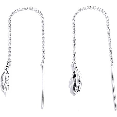 For Silver Visací řetízkové náušnice s peříčkem - Stříbro 925