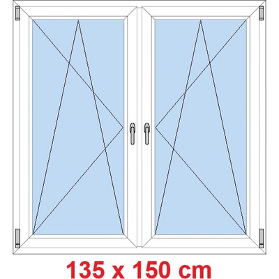 Soft Dvoukřídlé plastové okno 135x150 cm OS+OS se sloupkem Bílá
