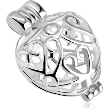 Šperky eshop Otvárací prívesok z 925 striebra vypuklé srdce zdobené ornamentami lesklý povrch S31.23