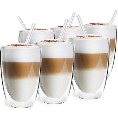 Vialli Design Стъклени чаши в комплект 6 бр. с двойни дъна/за лате 350 ml - Vialli Design