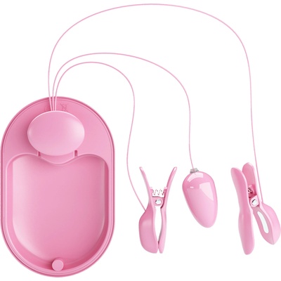 Pretty Love Surprise Box Electro Stimulation Vibrating Nipple Clamps Pink