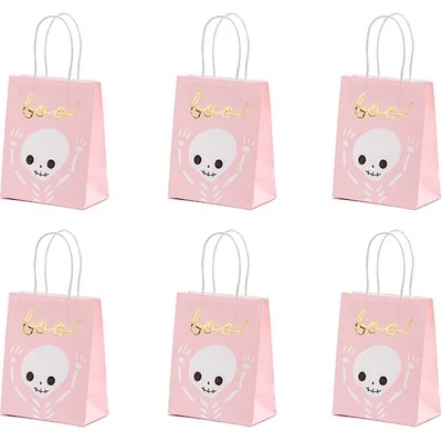 PartyDeco Подаръчна торбичка - Boo розова 6 бр