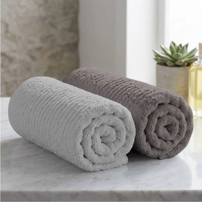 Knitva sada 2 ks ručníků 50 x 100 cm a 2 ks osušek 70 x 140 cm vlnky světle šedá a tmavě šedá