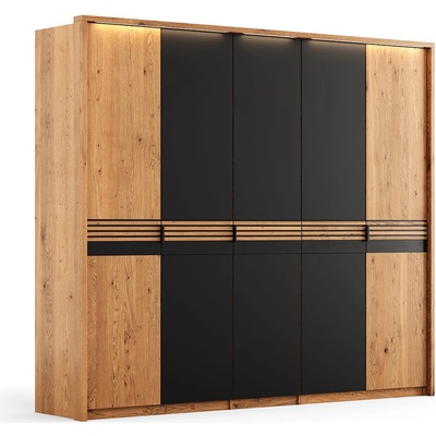 Nábytek z lesa Ravello 5D s černým sklem 3D 256 x 219 x 58 cm dub
