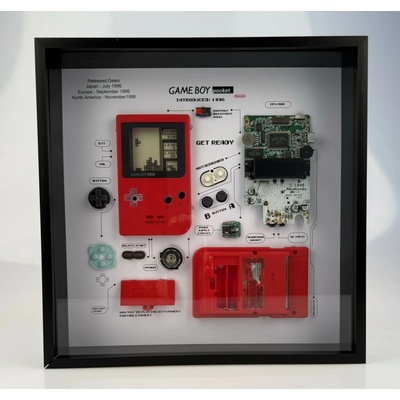 Nintendo Gameboy Pocket, rámeček s rozebranou retro konzolí
