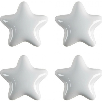 Clayre & Eef Set 4ks bílá úchytka hvězda - Ø 4* 3/6 cm