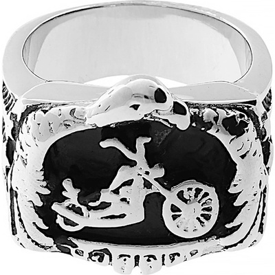 MPM Time Nerezový prsteň Motorbike strieborno-čiernej SRI.6813