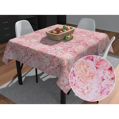 Biante ubrus Leona LN-086 Růžové a krémové pivoňky 60x60 cm