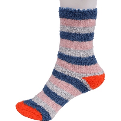 Дамски раирани чорапи от букле в синьо, сиво и цвят пудра