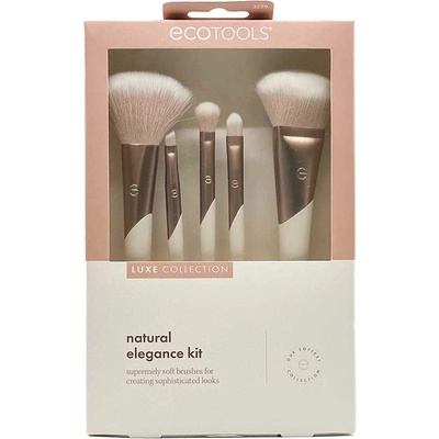 EcoTools Luxe Collection štetec na blending 1 ks + skosený štetec na očnú linku na obočie 1 ks + štetec na aplikáciu korektora 1 ks + štetec na make-up a púder 1 ks + veľký štetec na púder