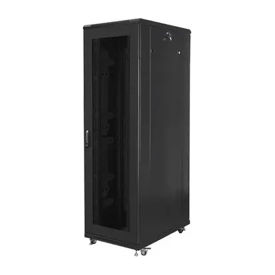Lanberg Комуникационен шкаф, Lanberg rack cabinet 19" free-standing 42U/800x1000 (flat pack) with mesh door black (FF01-8042-23B)
