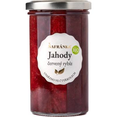 Šafránka Jahody a červený rybíz džem výběrový (extra) se sníženým obsahem cukru 300 g Jahody - červený rybíz