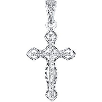 SILVEGO Strieborný prívesok krížik Famiel s čírymi Brilliance Zirconia MW2889P