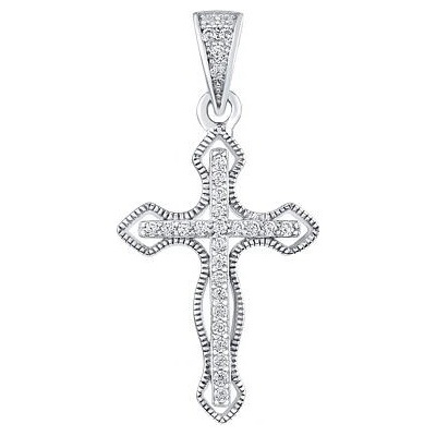 SILVEGO Strieborný prívesok krížik Famiel s čírymi Brilliance Zirconia MW2889P