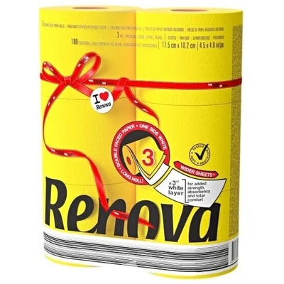 Renova луксозна тоалетна хартия 3 пластова жълта 6 ролки