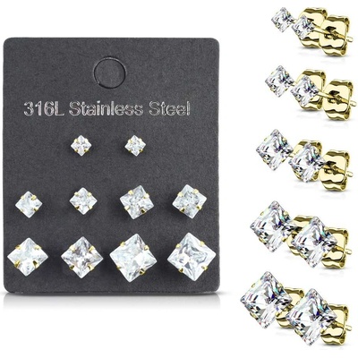 Mabell set dámských náušnic z chirurgické oceli BLAIRE CZ221VE05-GDCC45
